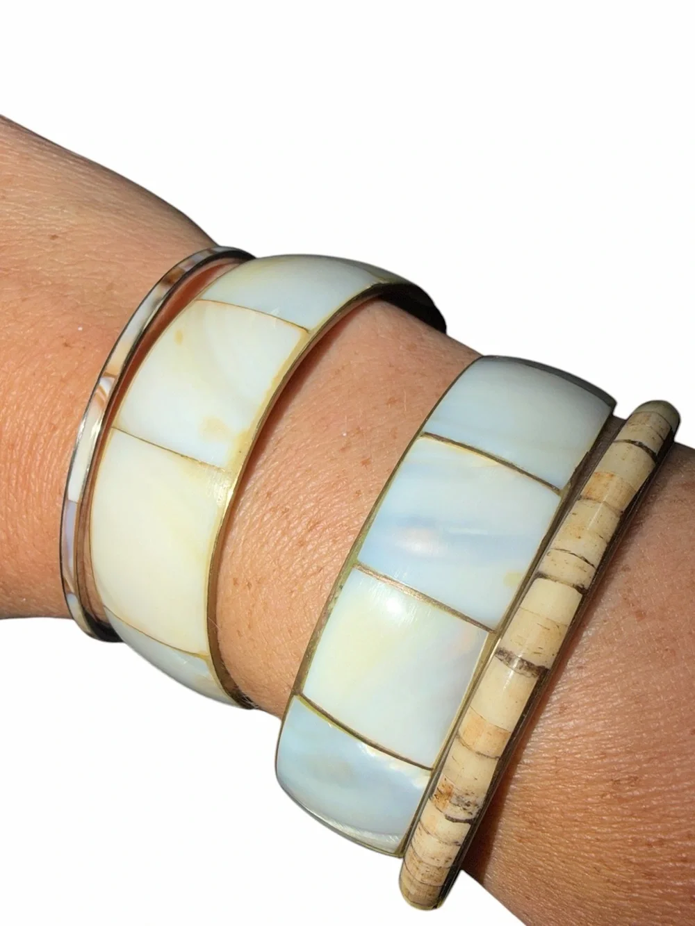 Vintage brass with Mother of pearl Gold Bangle Set